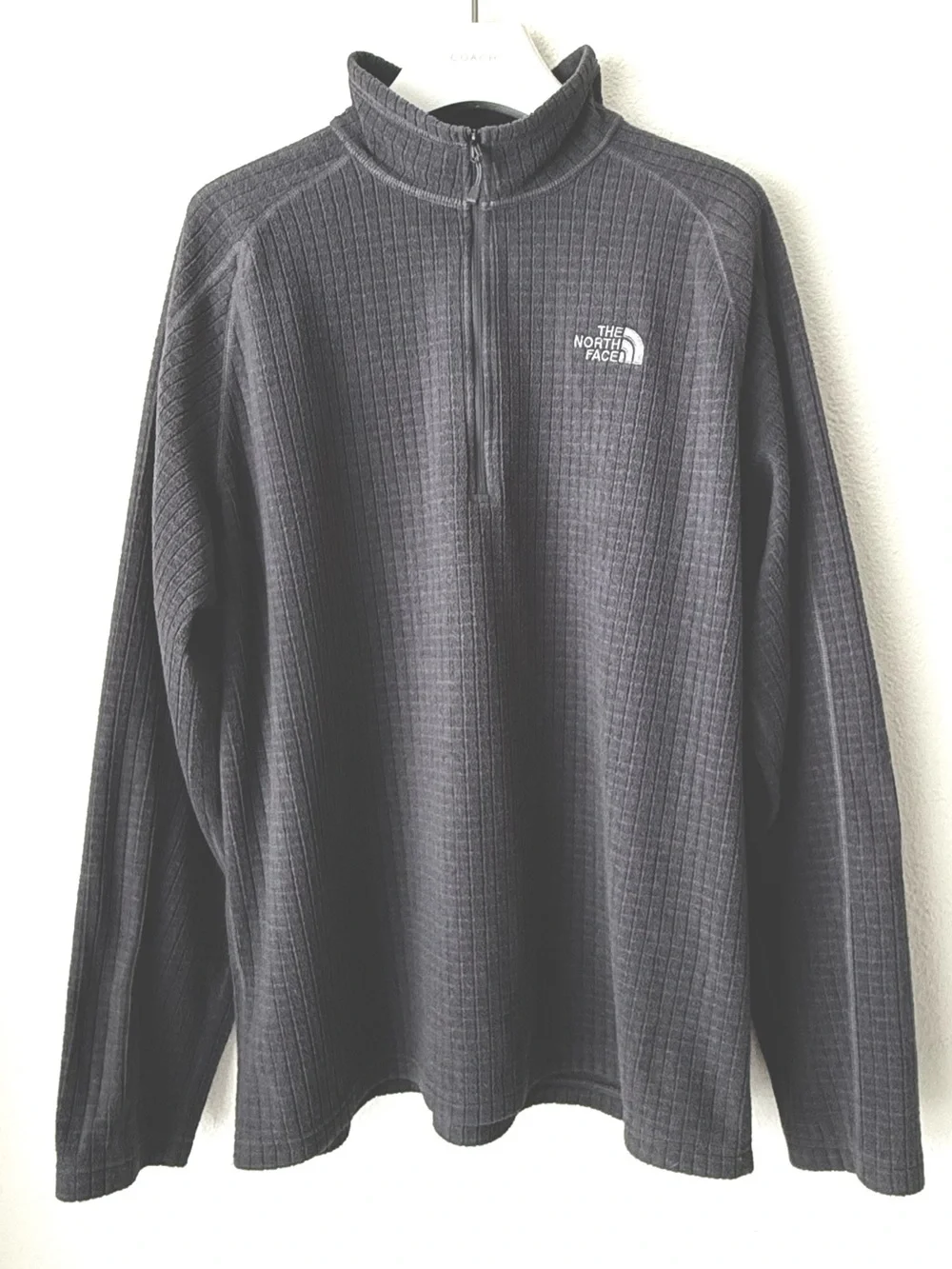 The North Face TKA 100 Glacier Grid Fleece Quarter Zip Pullover-Gray Men's XL